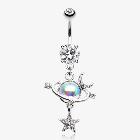Celestial style belly ring in silver from bm25.com body jewelry