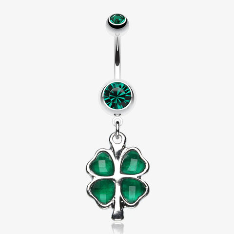 Four leaf clover lucky belly body jewelry ring from bm25.com