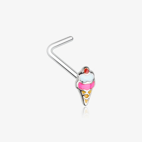 L-Shaped Nose Stud with Ice cream top design body jewelry from bm25.com