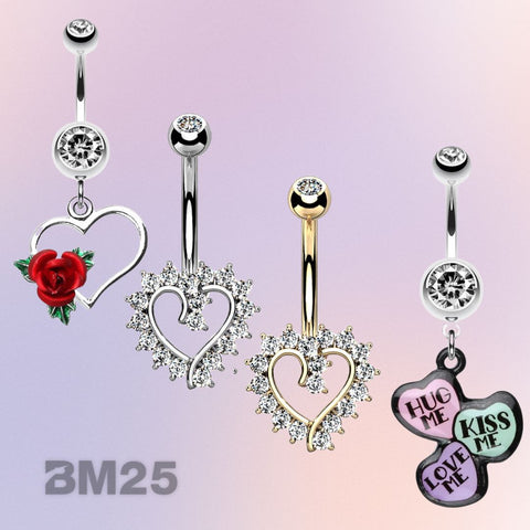 heart shaped valentines day jewelry belly rings