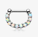 Fire Opal Princess Precia Steel Septum Clicker with ten beautiful white opal beads.