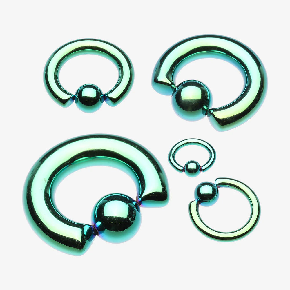 Teal colored captive bead ring CBR piercing hoop from bm25.com