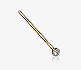 14 Karat Yellow Gold Bezel Set Sparkle Fishtail Nose Ring with a beautiful clear gem.