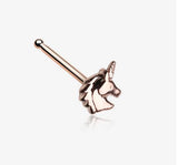 Rose Gold Unicorn Stay Magical Nose Stud Ring with super cute unicorn decortative end.