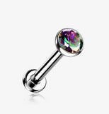 Implant Grade Titanium OneFit™ Threadless Gem Bezel Set Top Flat Back Stud Labret