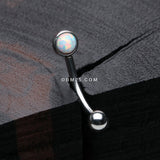 Detail View 1 of Fire Opal Press Fit Sparkle Curved Barbell-White Opal