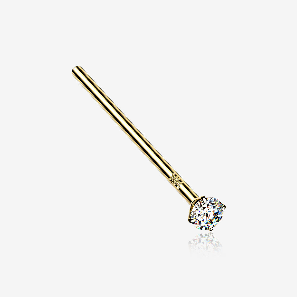 14 Karat Gold Prong Set Sparkle Fishtail Nose Ring