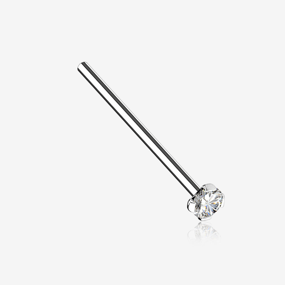 14 Karat White Gold Prong Set Sparkle 16mm Fishtail Nose Ring