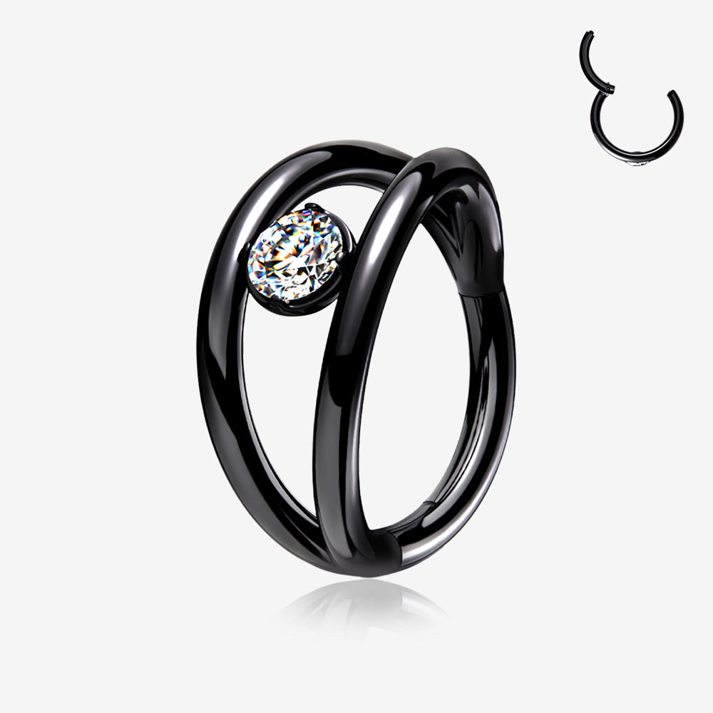 Blackline Double Hoop Sparkle Seamless Clicker Hoop Ring