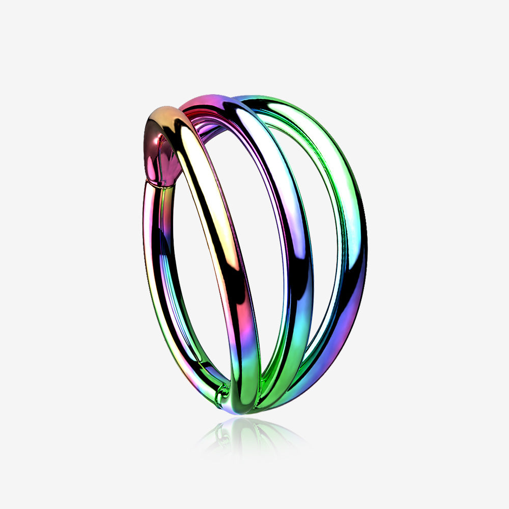 Implant Grade Titanium Colorline Triple Row Hoops Steel Seamless Clicker Hoop Ring