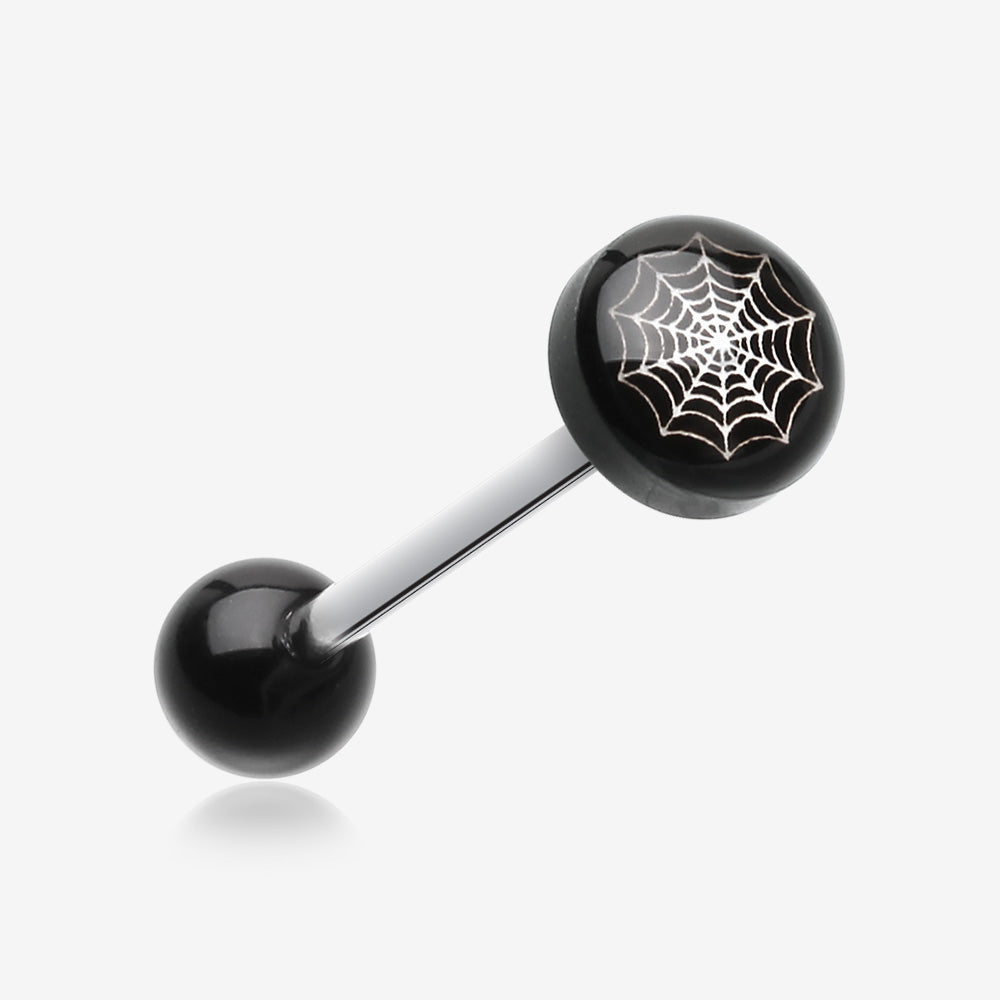 Spider Web Logo Acrylic Barbell Tongue Ring