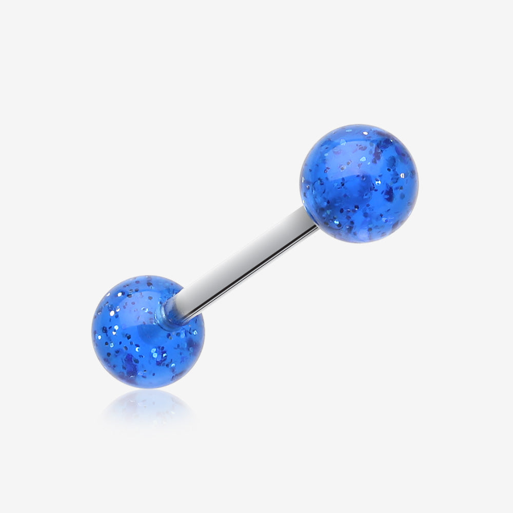 Glitter Ball UV Acrylic Barbell Tongue Ring