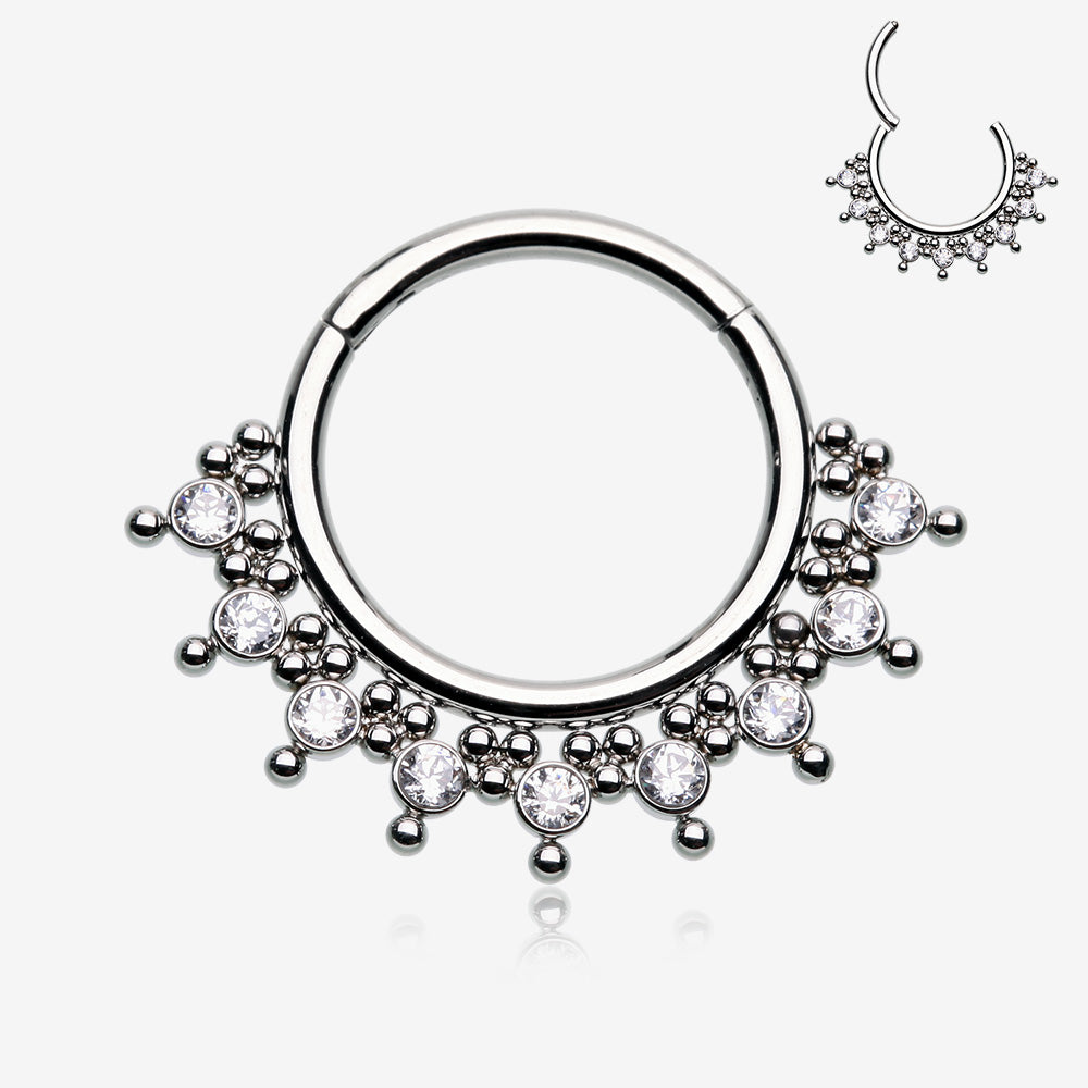 Royal Bali Floral Studded Sparkle Seamless Clicker Hoop Ring