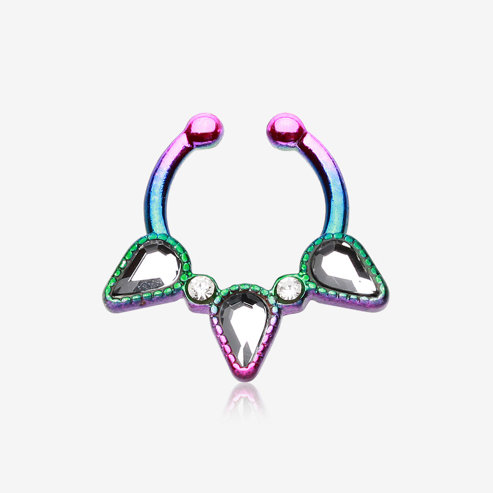 Colorline Sparkle Trident Fake Septum Clip-On Ring