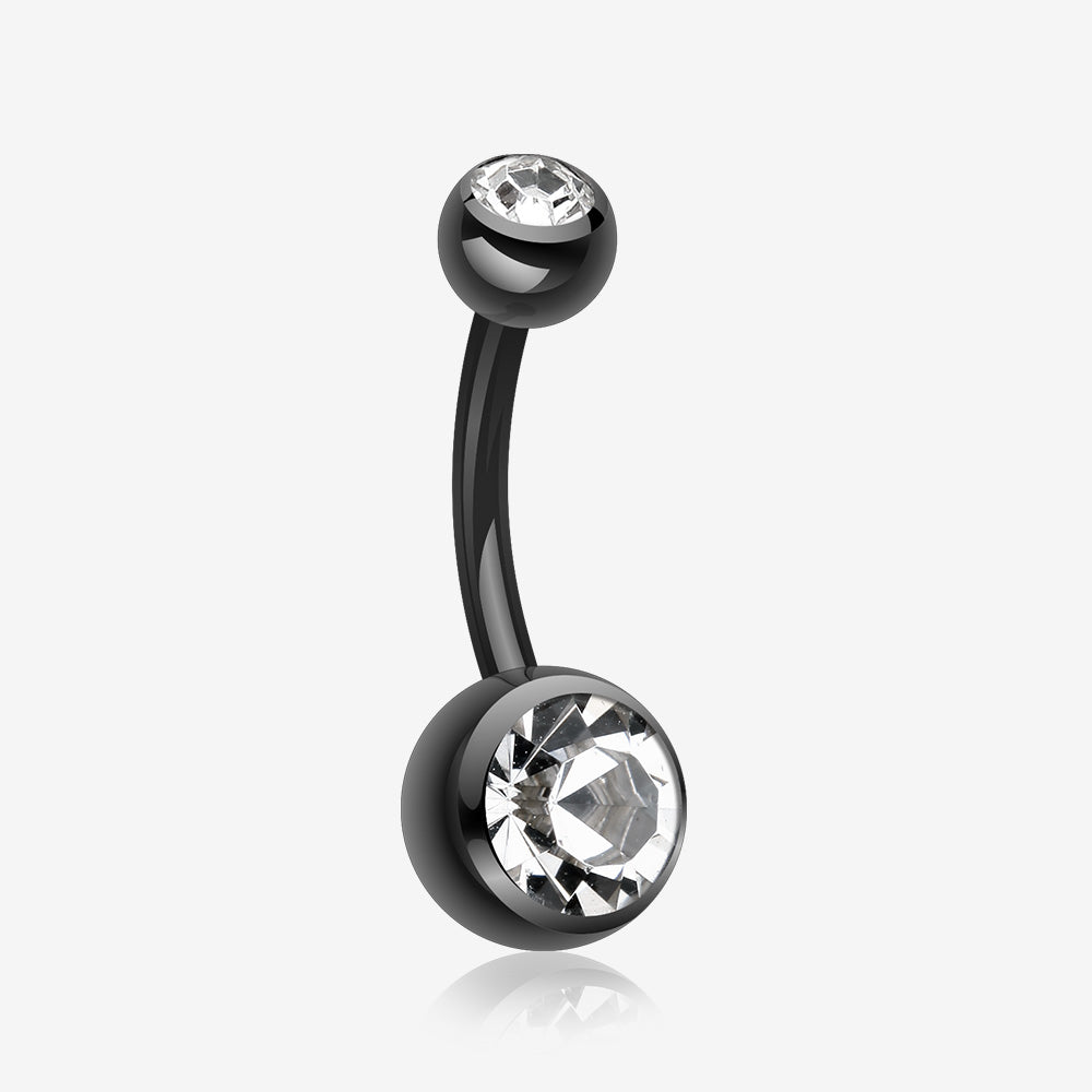 Colorline Double Gem Ball Steel Belly Button Ring