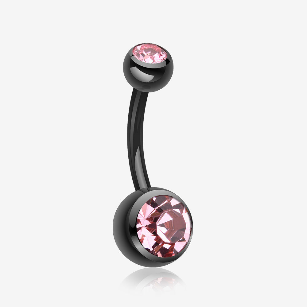 Colorline Double Gem Ball Steel Belly Button Ring