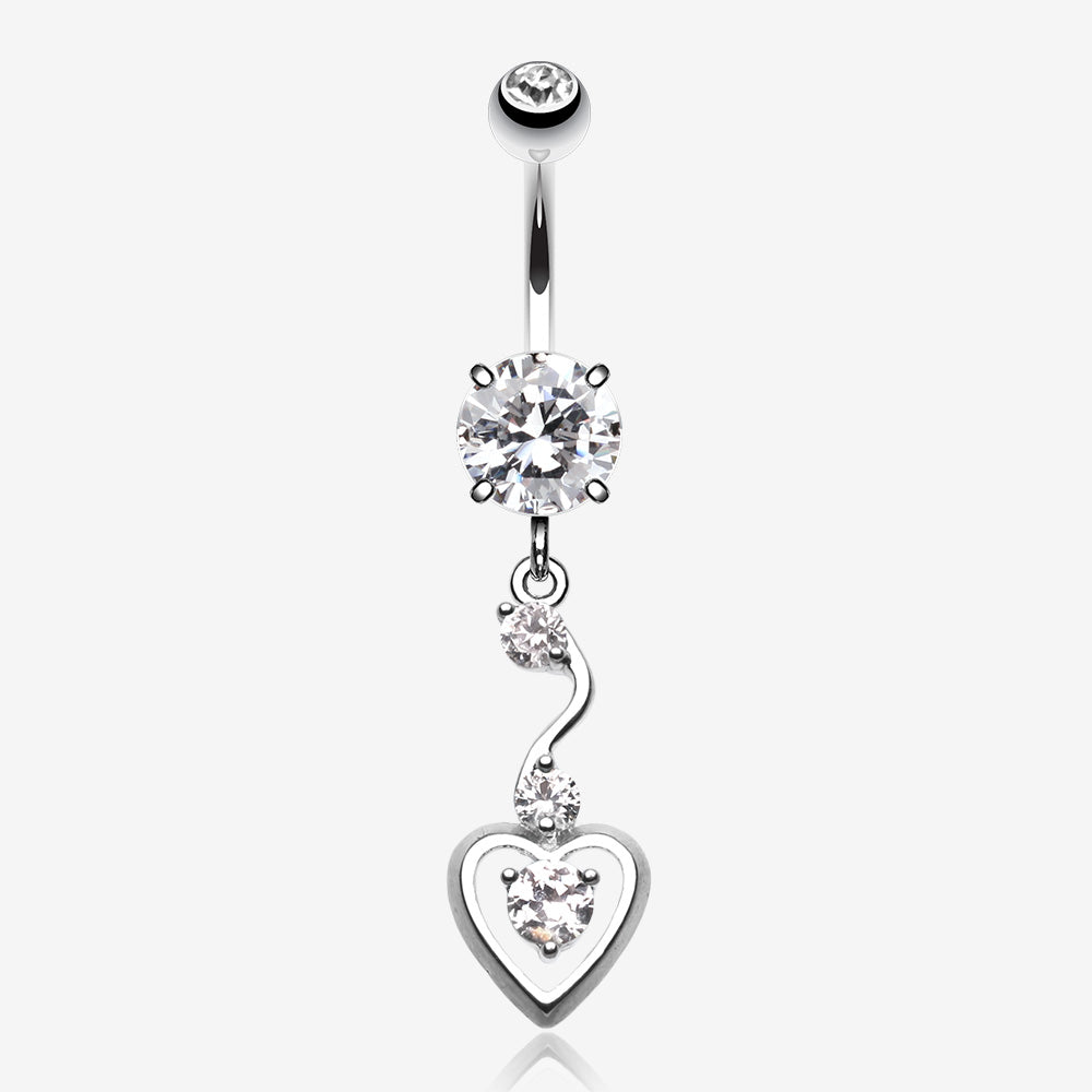 Dainty Dangled Heart Belly Button Ring