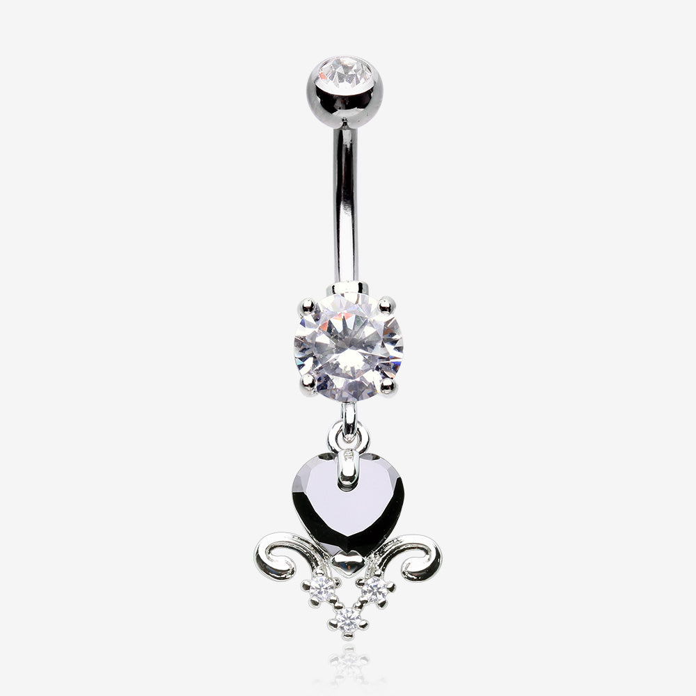 Black Heart Elegance Sparkle Belly Button Ring