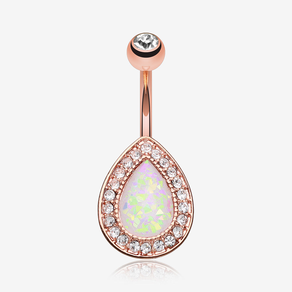 Rose Gold Opal Avice Belly Button Ring