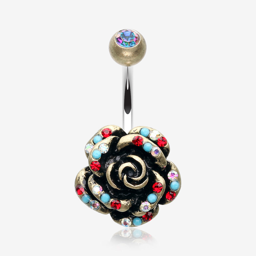 Vintage Boho Gleam Rose Belly Button Ring