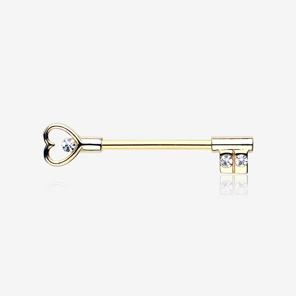 heart key nipple rings