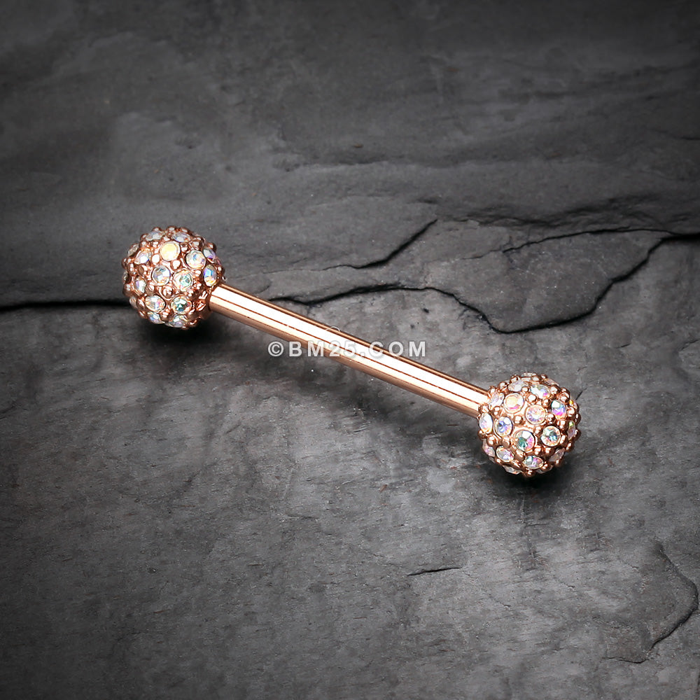 A Pair of Rose Gold Sparkle Multi-Gem Paved Nipple Barbell Ring-Aurora ...