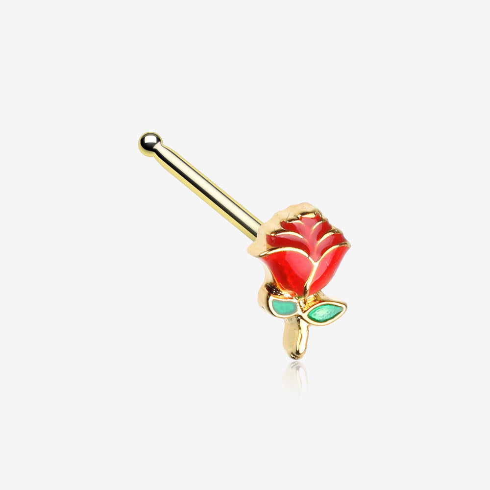 Golden Vintage Enchanted Stem of Rose Nose Stud Ring