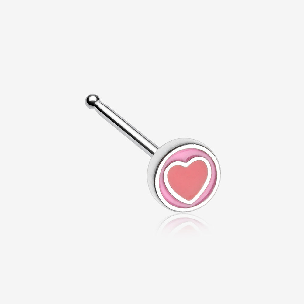 Adorable Valentine Heart Nose Stud Ring-Pink/Red