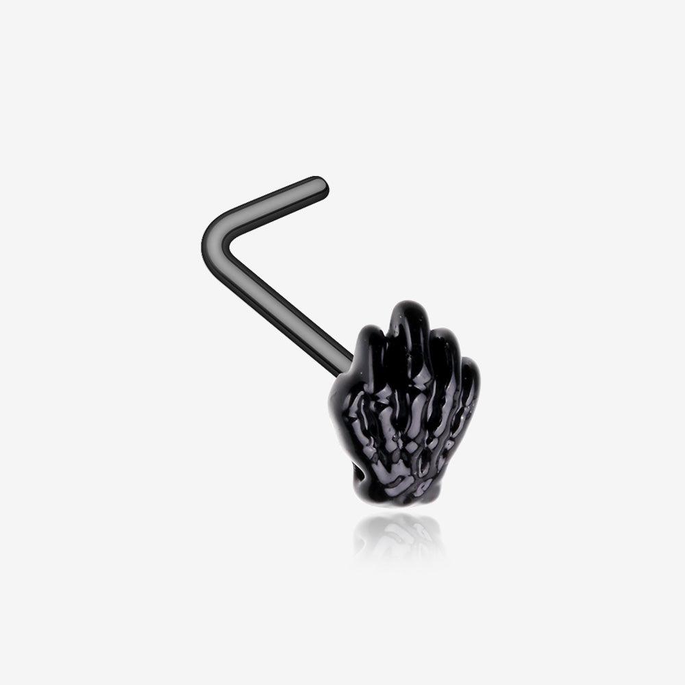 Blackline Skeleton Hand of Death L-Shaped Nose Ring