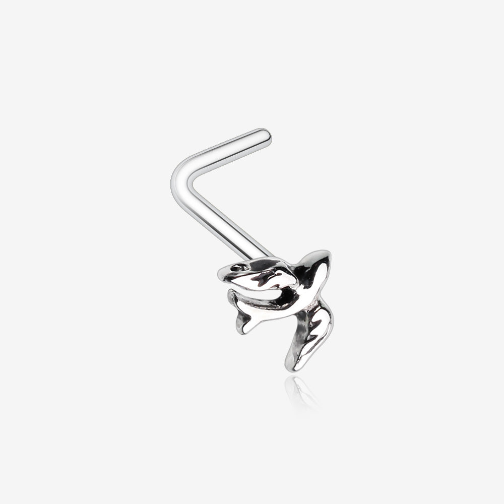 Dainty Swallow Bird L-Shaped Nose Ring-Steel – BM25.com