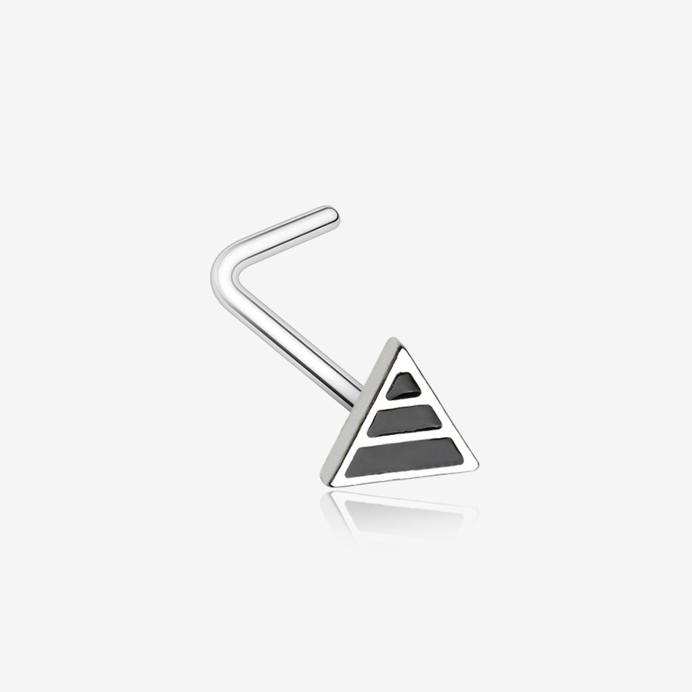 Triple Black Stripe Triangle L-Shaped Nose Ring