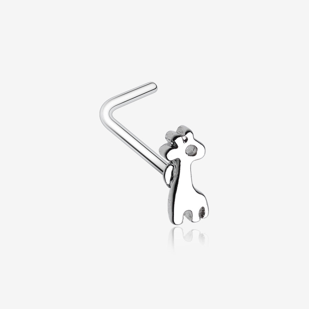 Adorable Dainty Giraffe L-Shaped Nose Ring