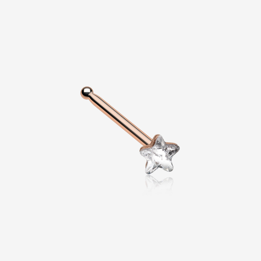 Rose Gold Star Sparkle Nose Stud Ring