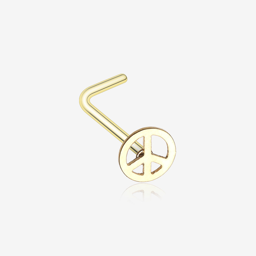 Golden Peace Icon L-Shaped Nose Ring