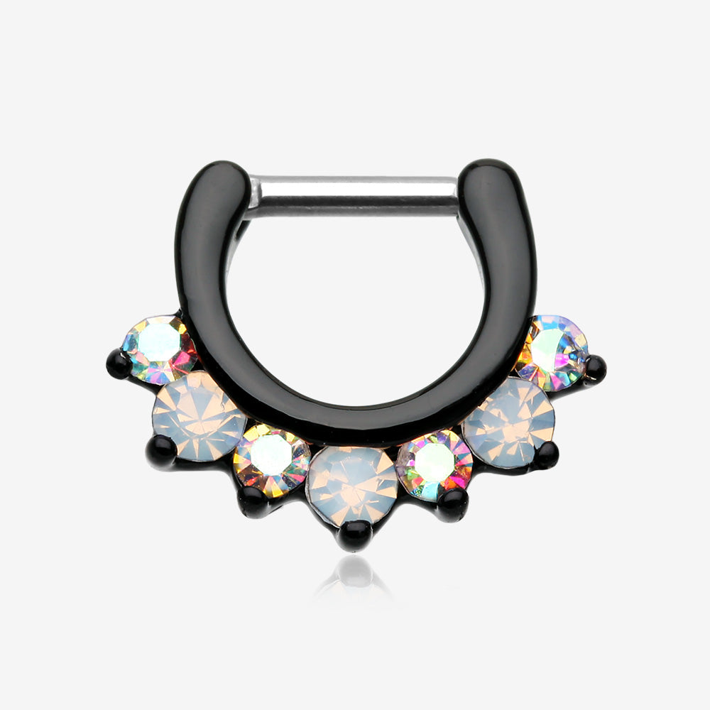 Blackline Opalite Sparkle Deuce Septum Clicker Ring