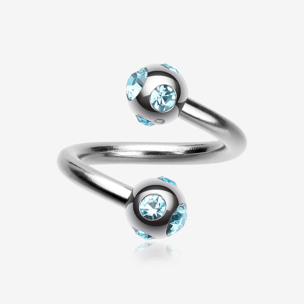 Aurora Gem Ball Steel Twist Spiral Ring