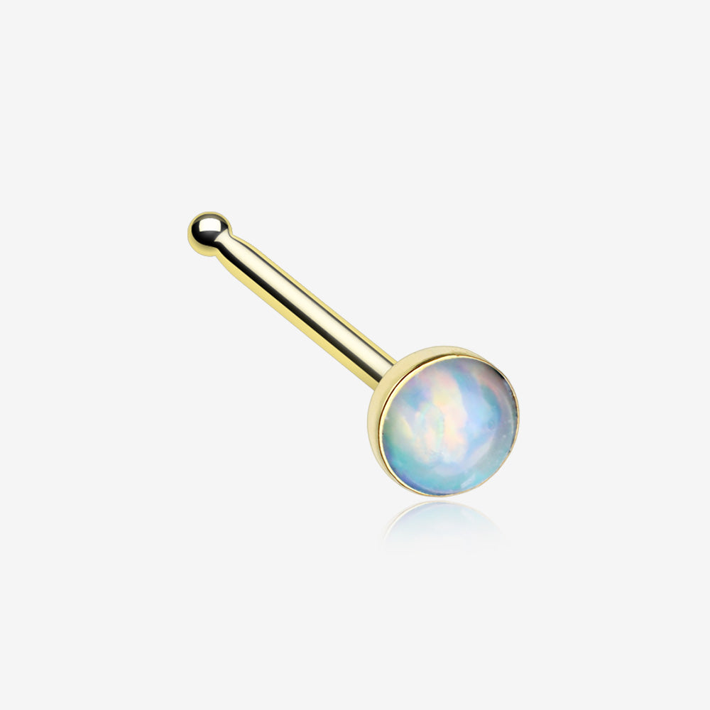 Golden Fire Opal Nose Stud Ring