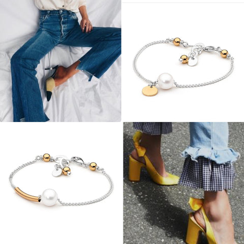 Flared jeans and Leoni & Vonk bracelets