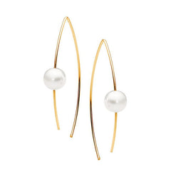 Leoni & Vonk gold fill and pearl ear wire earring