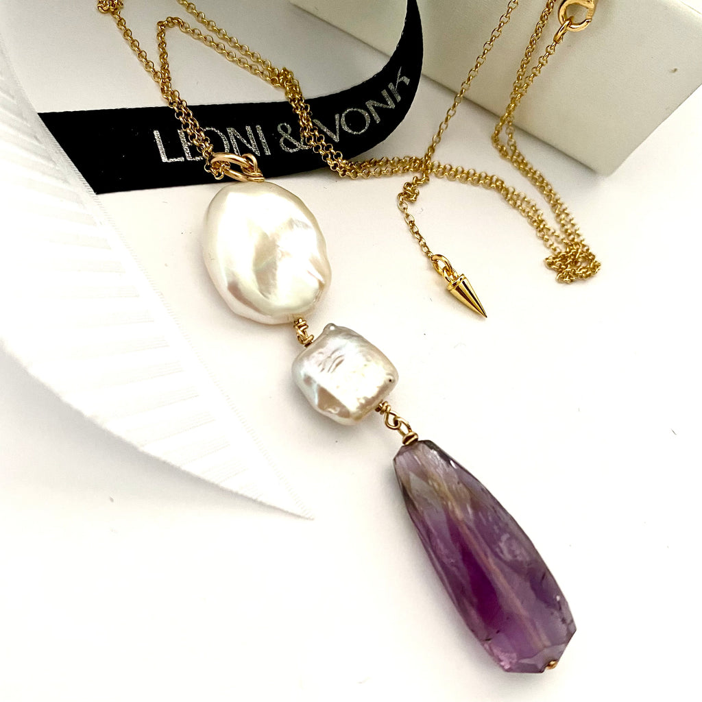February Amethyst And Pearl Necklace
