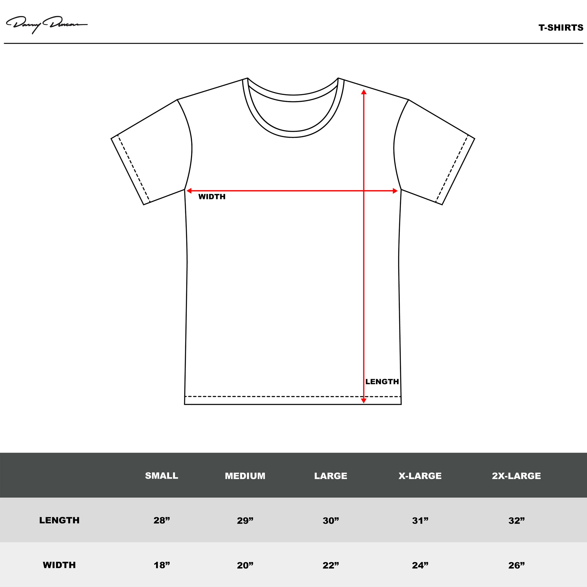 Sizing Charts – Danny Duncan