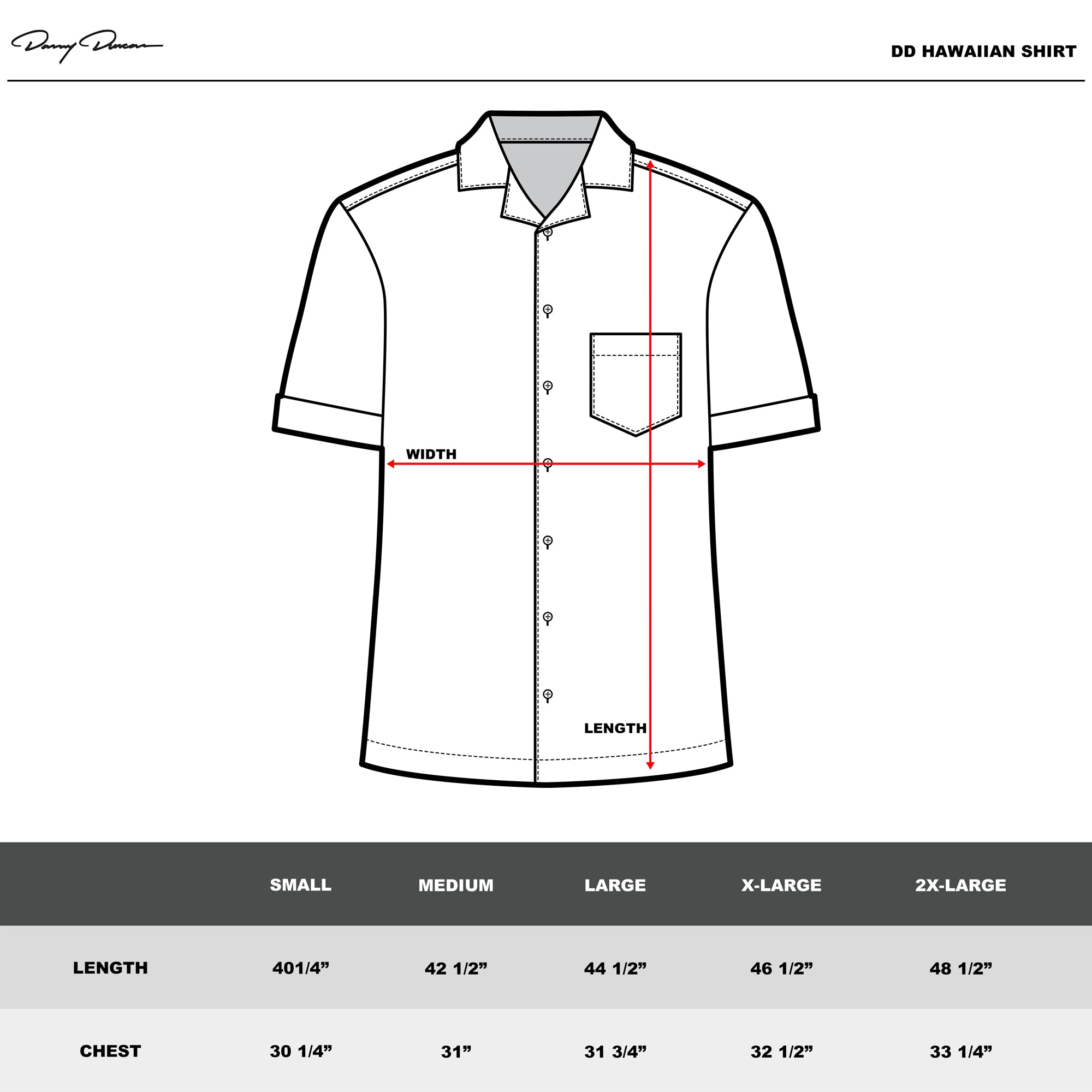 Sizing Charts – Danny Duncan