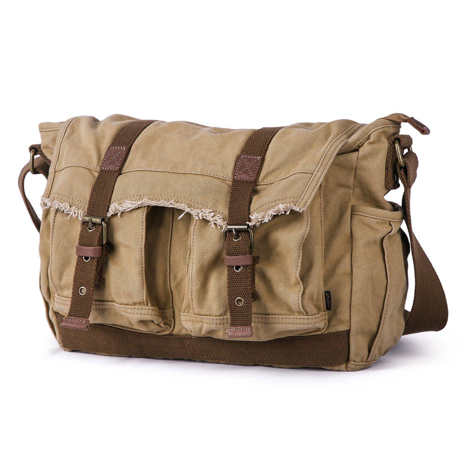 Canvas Frayed Style Messenger Bags #80808 - Gootium