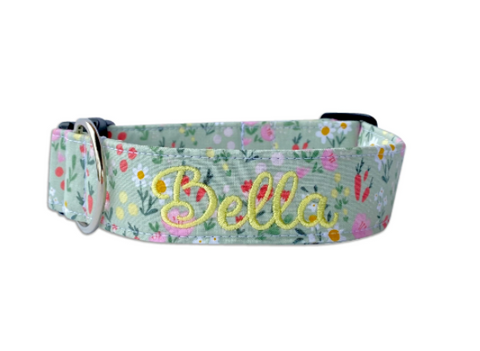 Carrots and Daisies Dog collar for spring