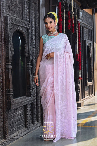 organza sarees with embroidery