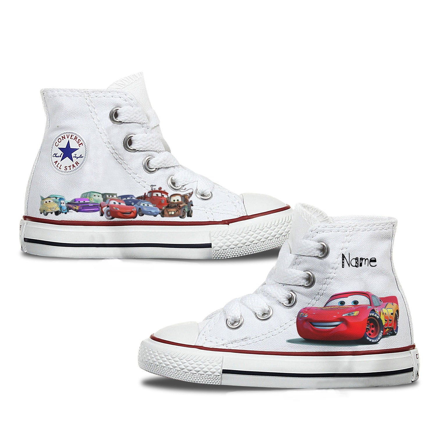 Cars Custom Converse Shoes | High and Low Top White - Bump Shoes