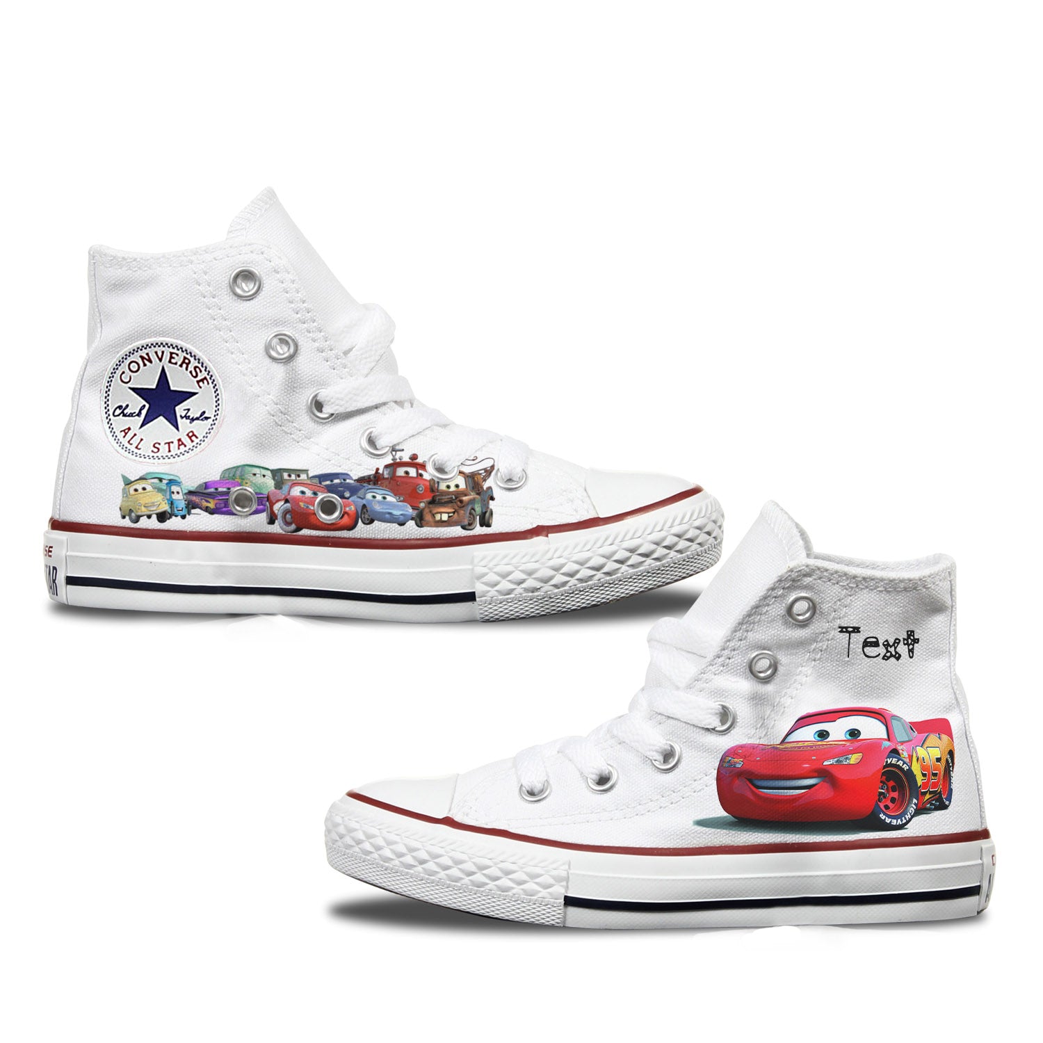 Cars Custom Converse Shoes | High and Low Top White - Bump Shoes