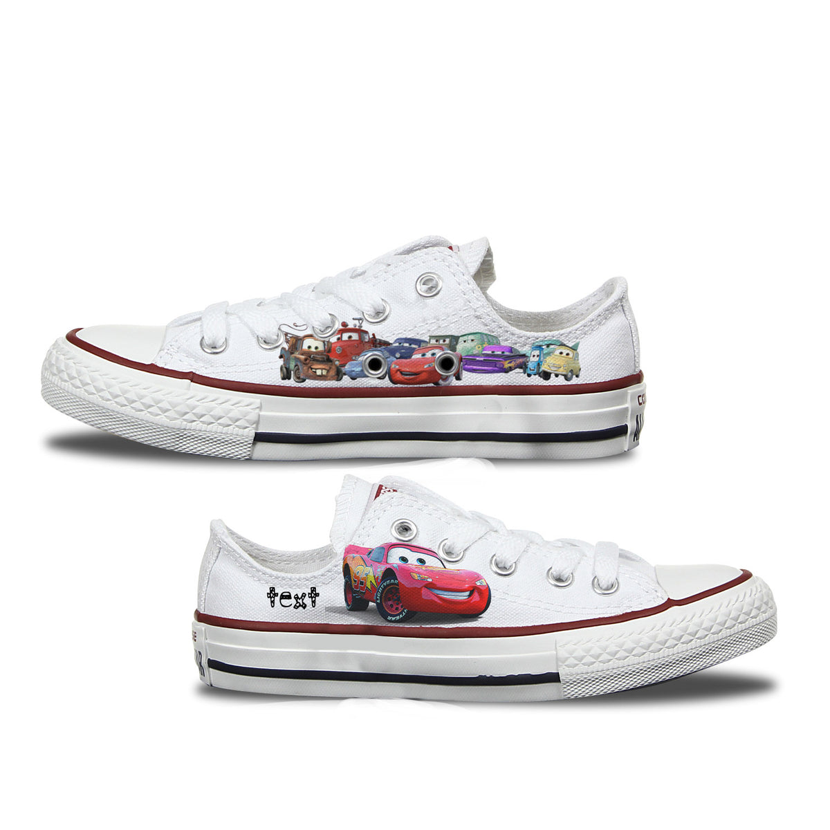 Cars Kids Custom Converse Shoes | High and Low Top White - Bump Shoes