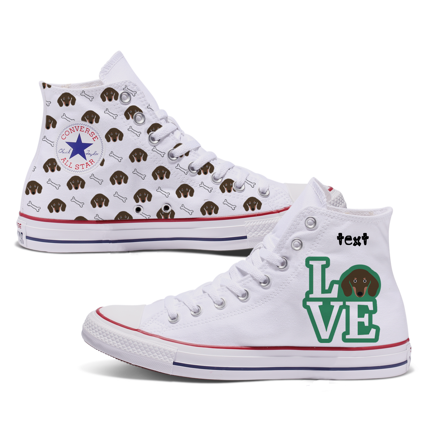 Love Dachshund Adult Converse Shoes 