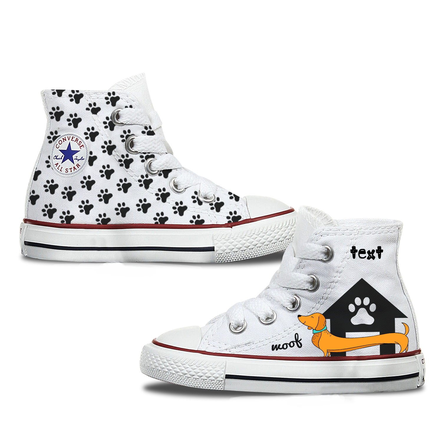 Dachshund Kids Converse Custom Shoes 